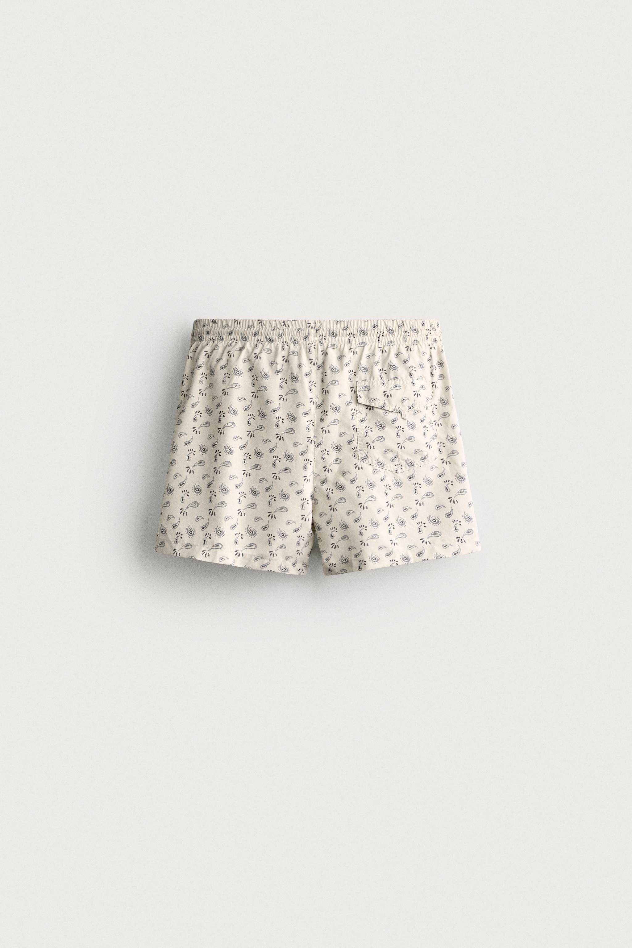 PAISLEY PRINT MID-LENGTH SWIM SHORTS